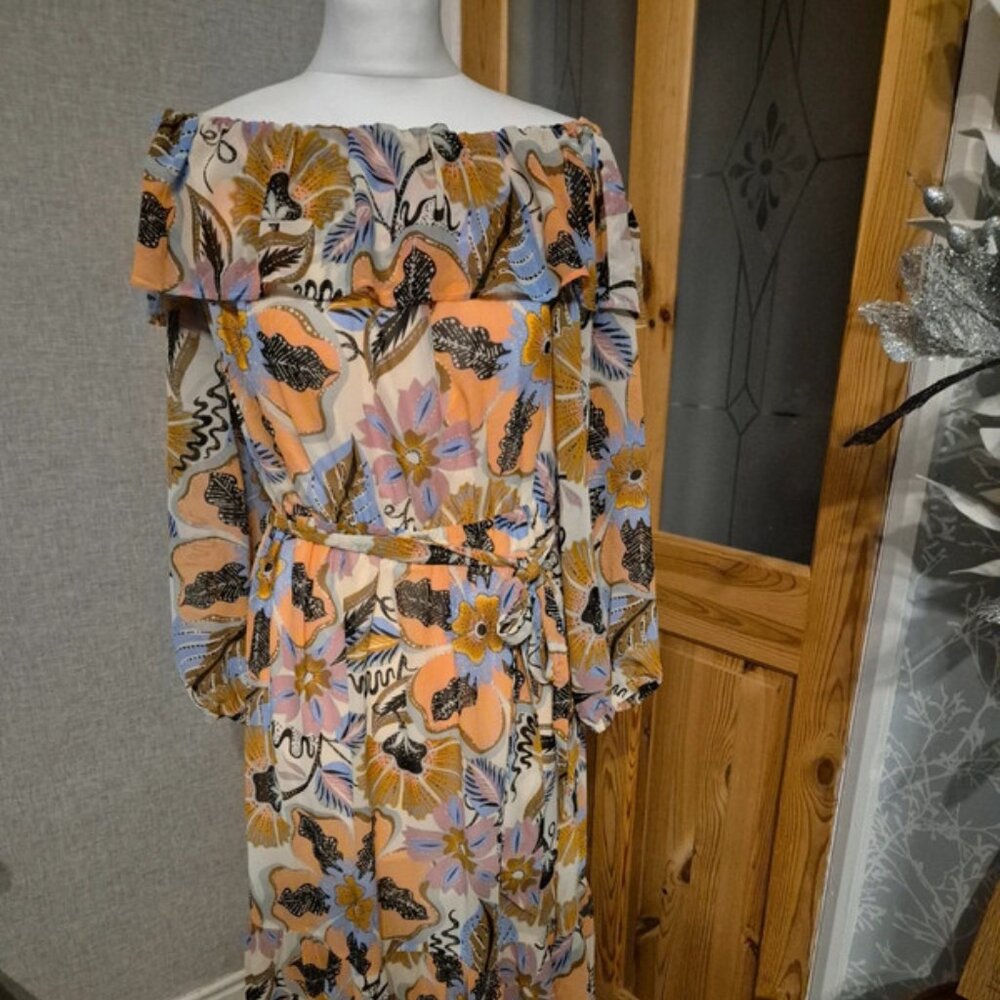 Multicoloured dress off the shoulder vgc